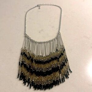 Black and Grey Beaded Statement Necklace
